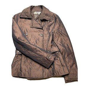 ZARA BASIC Down Puffer Coat Jacket Full Zip Womens Small Brown